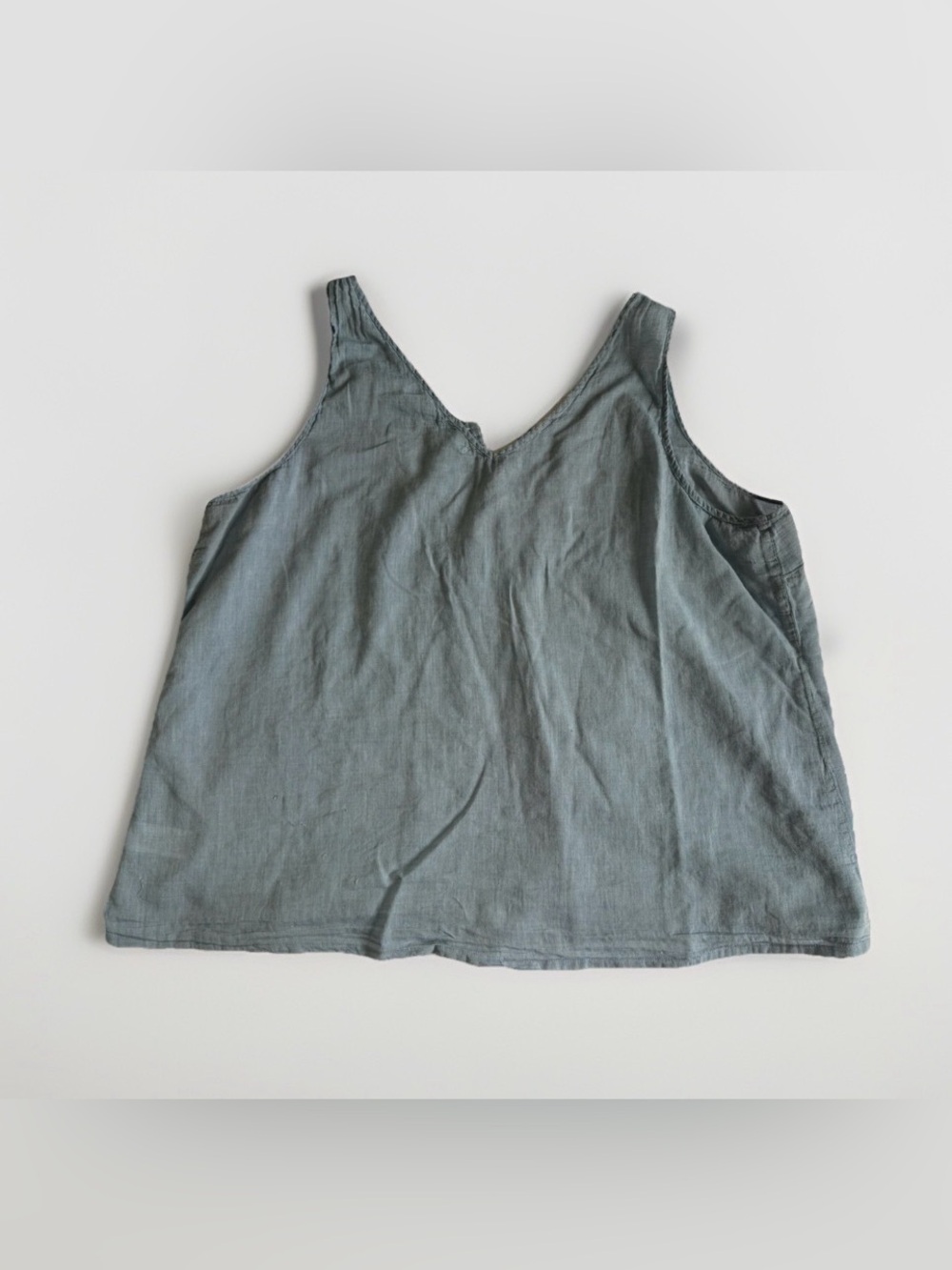 Embroidered Chambray Boho Tank Top Sleeveless V-Neck Blouse XXL Cottagecore READ - Picture 5 of 10